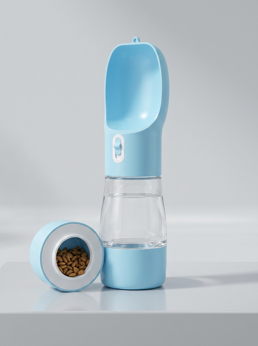 2-in-1 Premium Reiseflasche für Wasser &amp; Futter