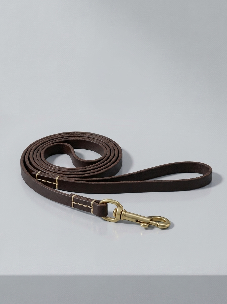 Braune Premium Echtleder Hundeleine