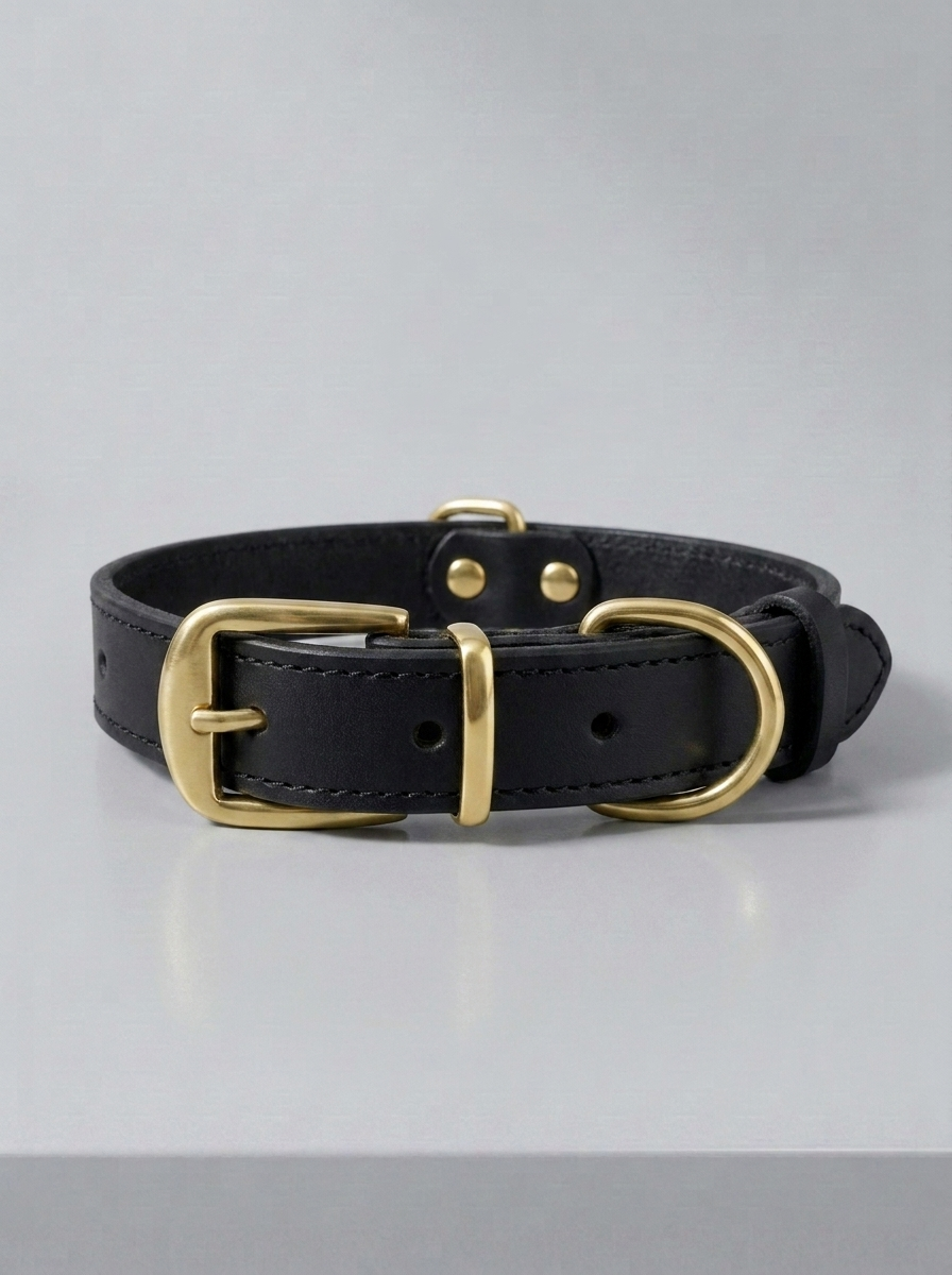 Schwarzes Premium Lederhalsband