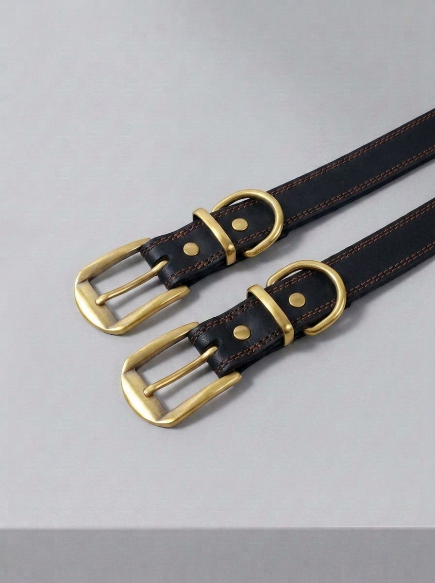 Schwarzes Premium Lederhalsband