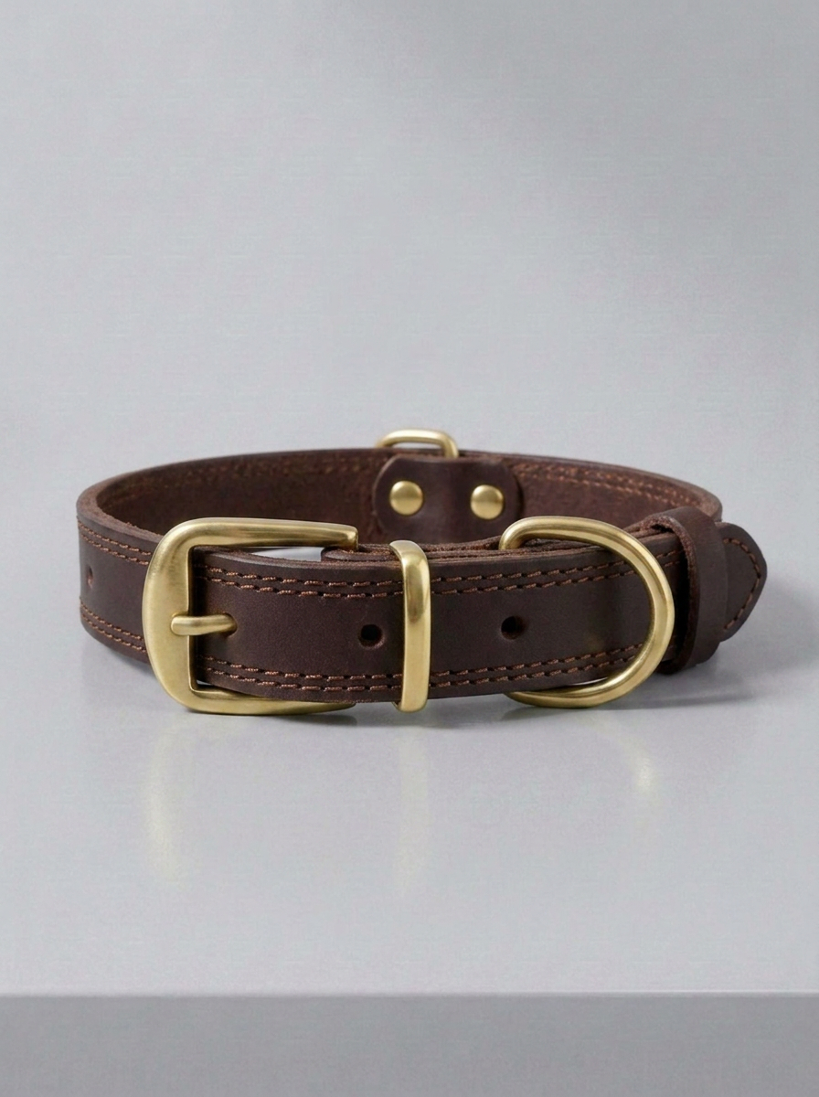 Braunes  Premium Lederhalsband