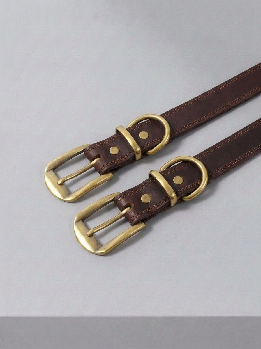 Braunes  Premium Lederhalsband