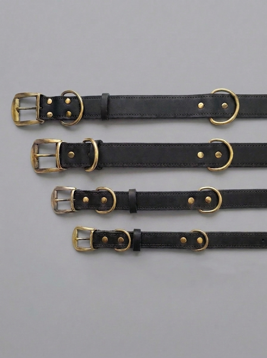 Schwarzes Premium Lederhalsband