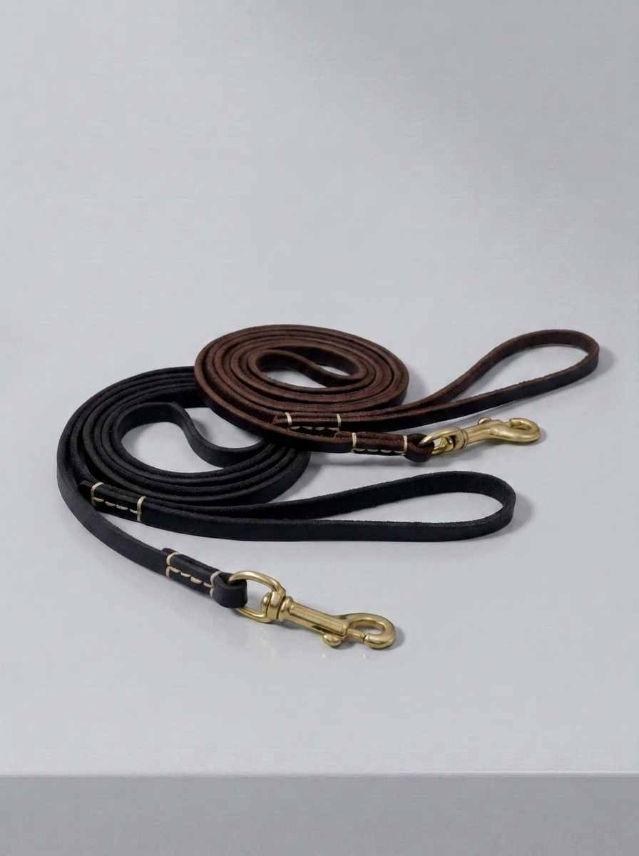 Braune Premium Echtleder Hundeleine